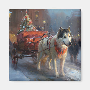 Imã Malamute do Alasca Temporada Festiva de Natal