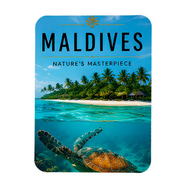 Ímã 🐢 Maldivas Paraíso Oceânico Para Vida Costeira 🌊 (Vertical)