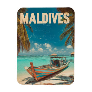 Ímã Maldivas Vintage Tropical Beach - Ocean Viagem