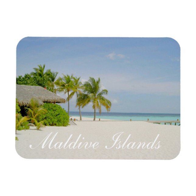 Ímã Maldives Beach e Bungalow Magnet (Horizontal)
