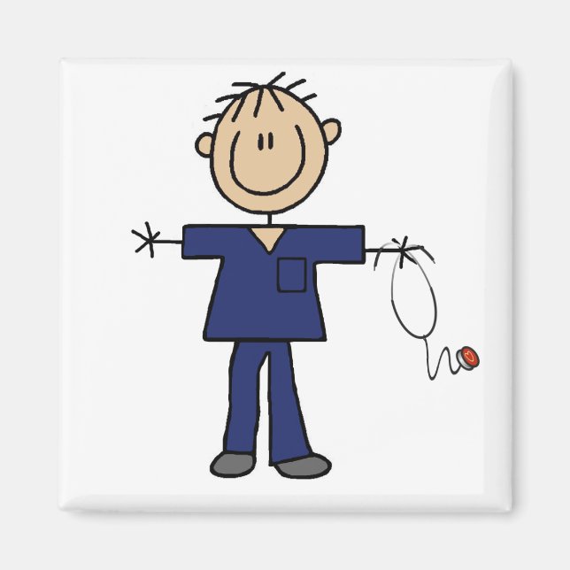 Imã Male Stick Figura Enfermeiro Pele Média (Frente)