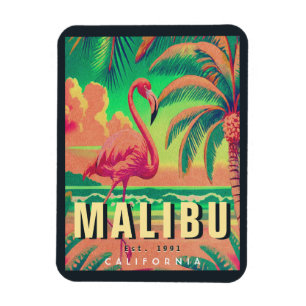 Ímã Malibu California Retro Sunset Souvenirs 1950