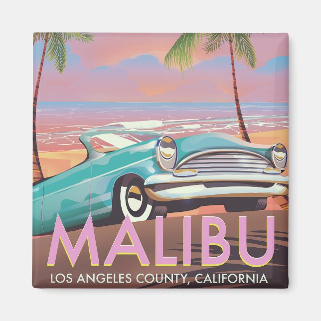 Imã Malibu, Los Angeles, poster de viagens da Califórn (Frente)