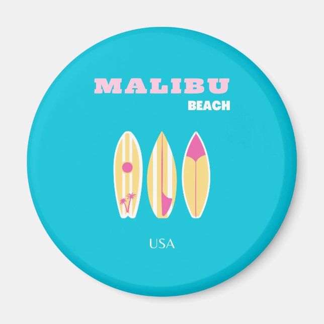 Imã Malibu, praia Malibu, Tropical, Preppy, Arte de Pr (Frente)