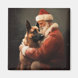 Imã Malinoi Belga Com Natal Festivo do Papai Noel