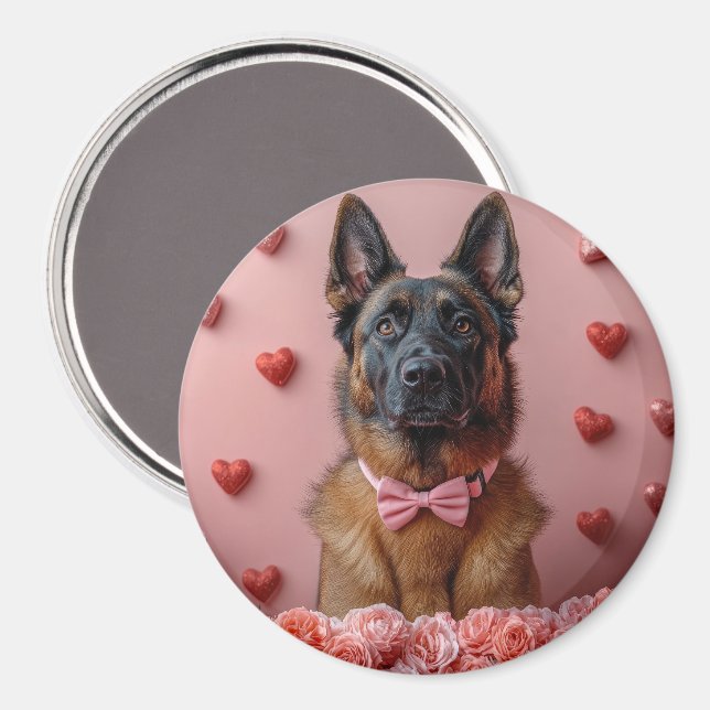 Imã Malinois Belga com Rosas - Dia dos Namorados  (Front/Back)