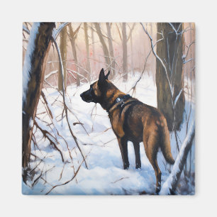 Imã Malinois Belga Deixe Nevar Natal