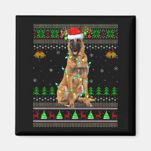 Imã Malinois Cachorro Suéteres Feios de Natal Festa do