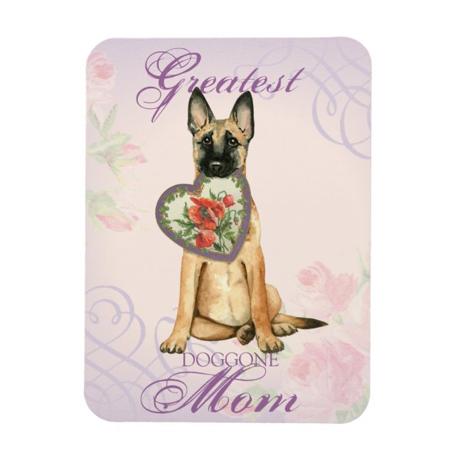 Ímã Malinois Heart Mãe (Vertical)