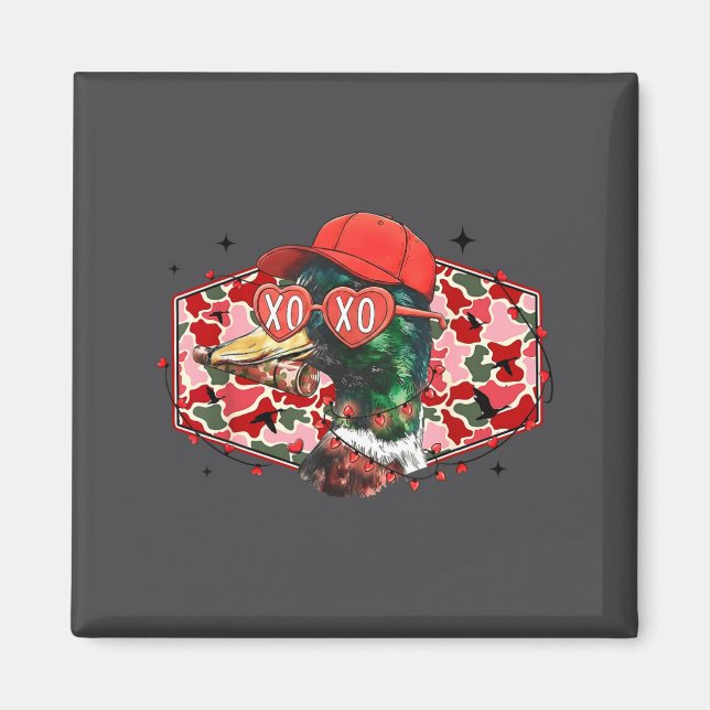 Imã Mallard Duck Camouflage Happy Valentine's Day Hunt (Frente)