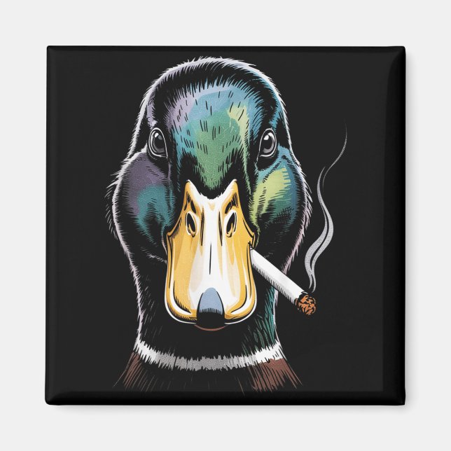 Imã Mallard Smoking Cigarette Meme Funny Mallard Duck (Frente)