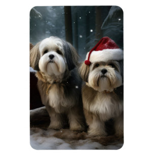 Ímã Malti tzu Trenó Nevado Decoração de Natal