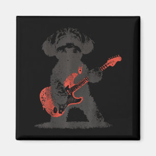 Imã Maltipoo Vintage Rock Tocando Violão Cachorro Engr