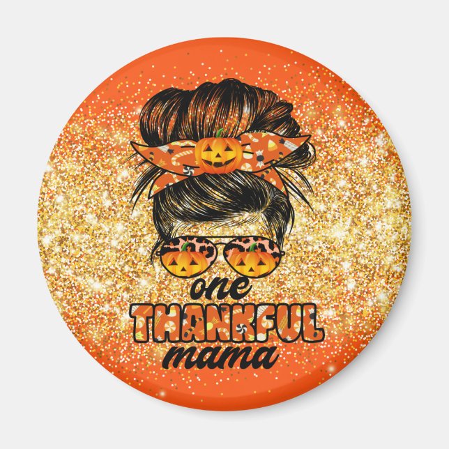 Imã Mama agradecida Outono Personalizar Texto e Cor (Frente)