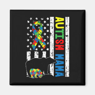 Imã Mama Bear Correspondendo Autismo Familiar Oferece