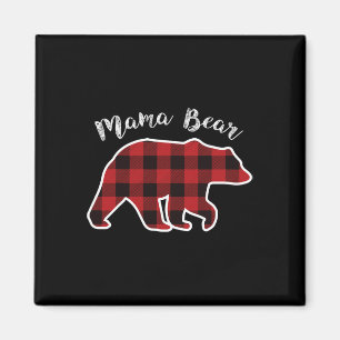 Imã Mama Bear Mulheres Xadrez Vermelho Natal Família d