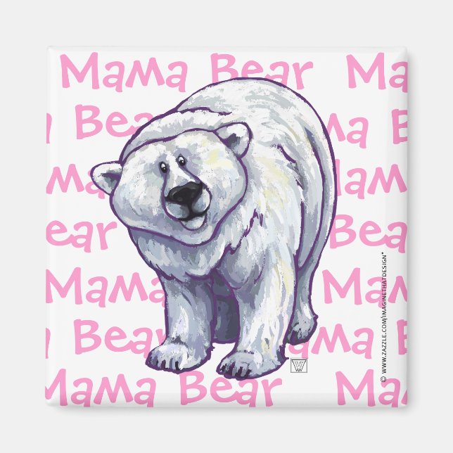 Imã Mama Bear Polar Bear Magnet (Frente)