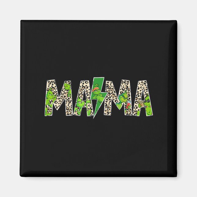 Imã Mama Leopardo Retro Mãe Babá Avó Dia das Mães  (Frente)