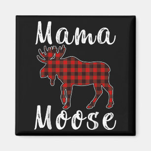 Imã Mama Moose Família de Natal Pijama Vermelho & Pret