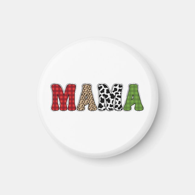 Imã Mama Natal Xadrez Desenho Design (Frente)