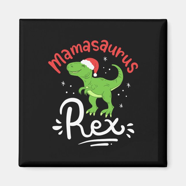 Imã Mama Saurus Rex Dinossauro Natalino Mãe Natal  (Frente)