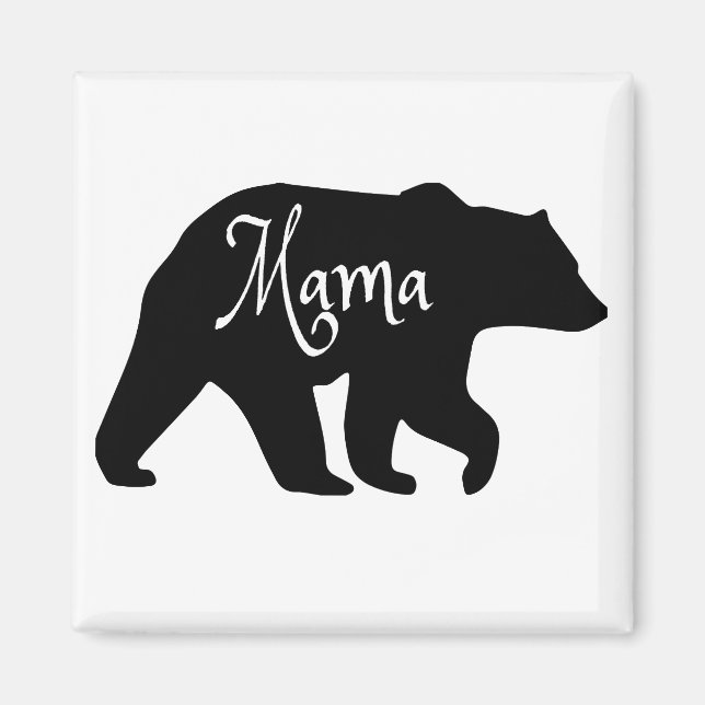 Imã Mama Urso preto e branco (Frente)