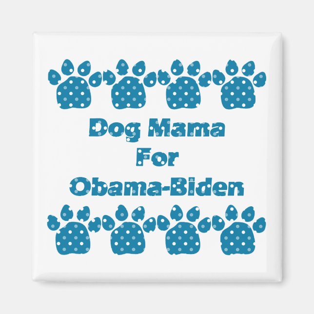 Imã Mamãe Canina Para Obama Teal Dots Magnet (Frente)