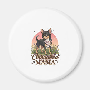 Imã Mamãe Chihuahua Cachorro Bandana Floral Rosa_1