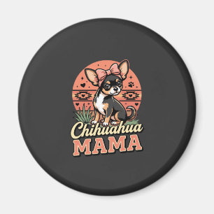 Imã Mamãe Chihuahua Fofa com Laço Mãe de Cachorro