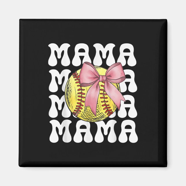 Imã Mamãe de Softbol Softbol Coquete Laço Mamãe de Sof (Frente)
