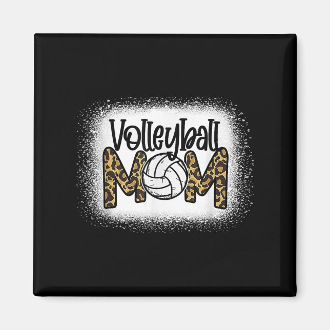 Imã Mamãe de Voleibol Mulher Leopardo Cute Sangrando D (Frente)