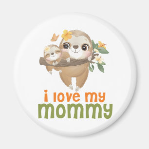 Imã Mamãe e Bebê Sloths pendurados em um galho que e