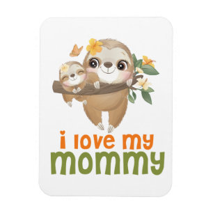 Ímã Mamãe e Bebê Sloths pendurados em um galho que e