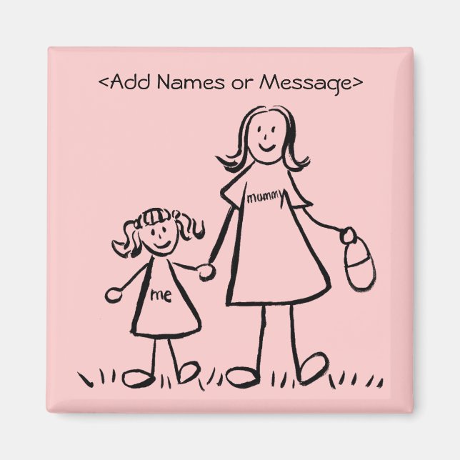 Imã Mamãe e eu - Magnetos personalizados de mãe e filh (Frente)