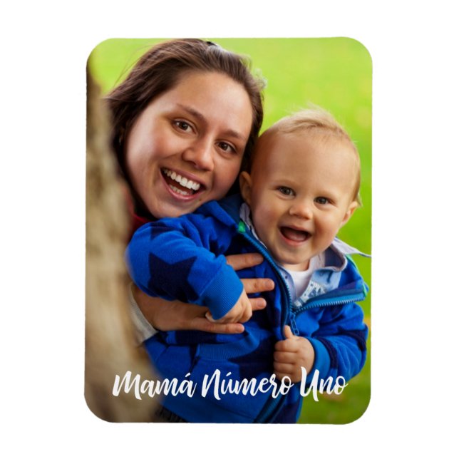 Ímã Mamãe Número Um White Script Foto Personalizada (Vertical)