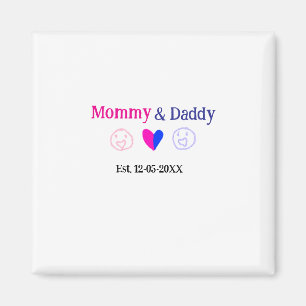 Imã Mamãe & Papai novos pais adicionar nome data coraç