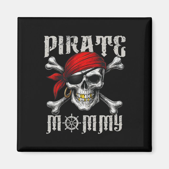 Imã Mamãe Pirata Jolly Roger Flag E Skull Crossbones (Frente)