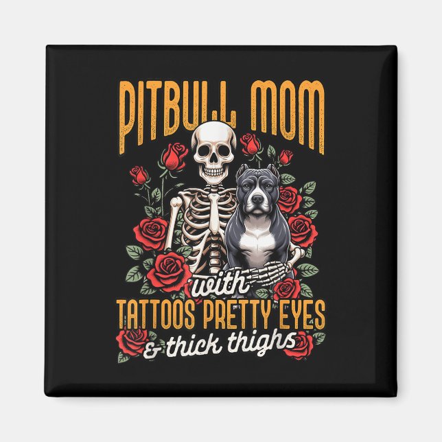 Imã Mamãe Pitbull Mãe Cachorro Mãe Pitbull Mãe Com Ta (Frente)
