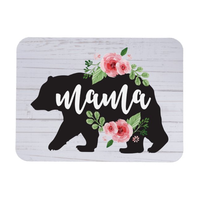 Ímã Mamãe Ursa Elegante Flores Russas Florais Mãe (Horizontal)