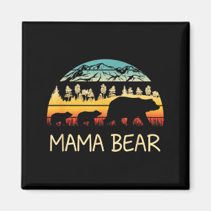 Imã Mamãe urso com 2 filhotes montanhas retrô dia das
