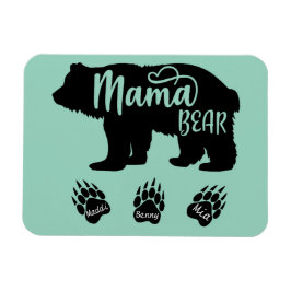 Ímã Mamãe Urso com 3 pegadas de patas (nomes personali