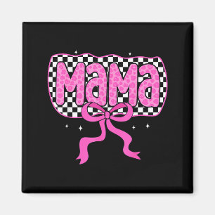 Imã Mamãe xadrez laço fofo rosa coquette mães