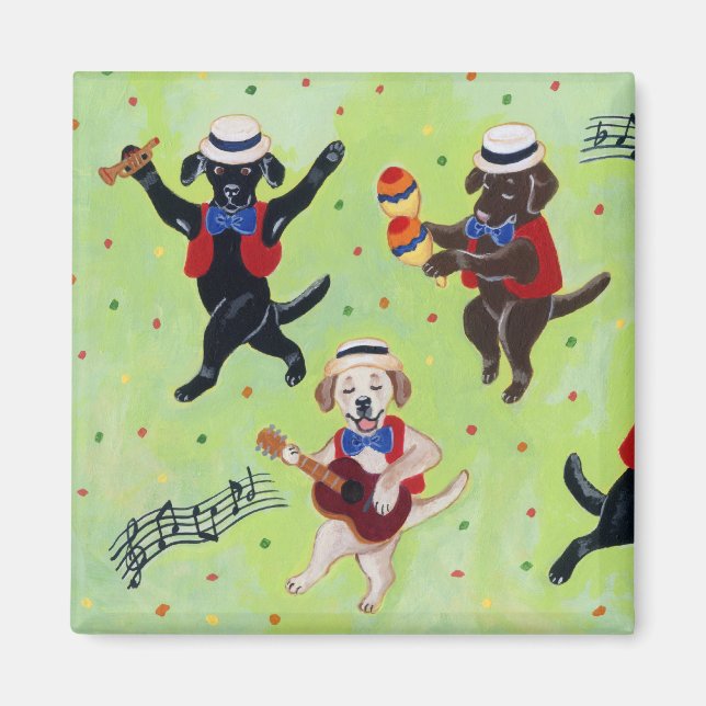 Imã Mambo Labrador Musicians Painting (Frente)