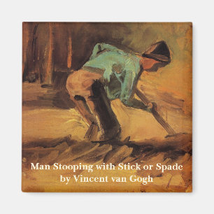 Imã Man Stooping with Stick, Spade by Vincent van Gogh