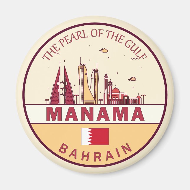 Imã Manama Bahrain City Skyline Emblem (Frente)