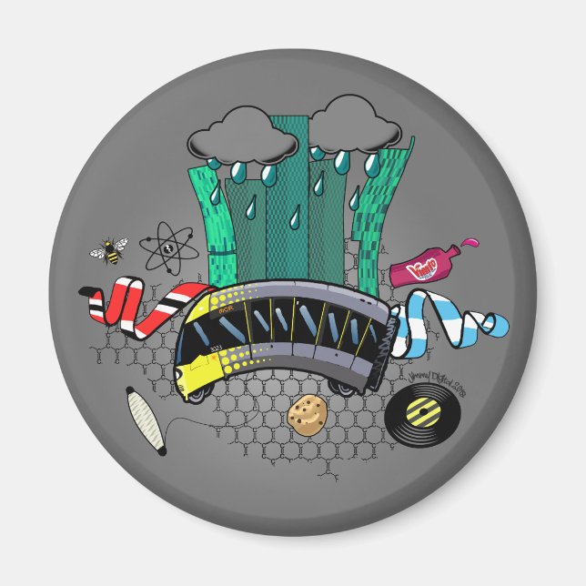 Imã Manchester e Greater Manchester com abelha & tram (Frente)