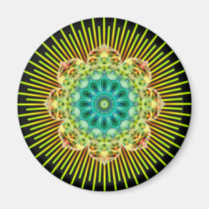 Imã Mandala amarelo verde   preto