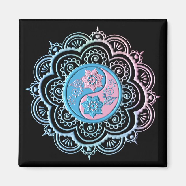 Imã Mandala Azul e Rosa (Frente)