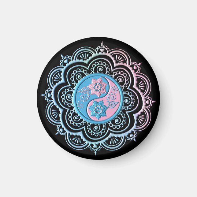 Imã Mandala Azul e Rosa (Frente)