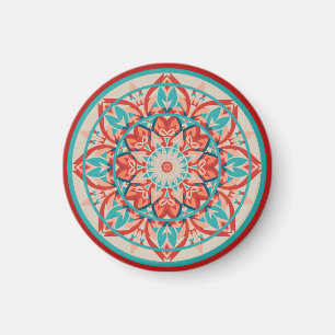 Imã Mandala Boho Laranja & Turquesa